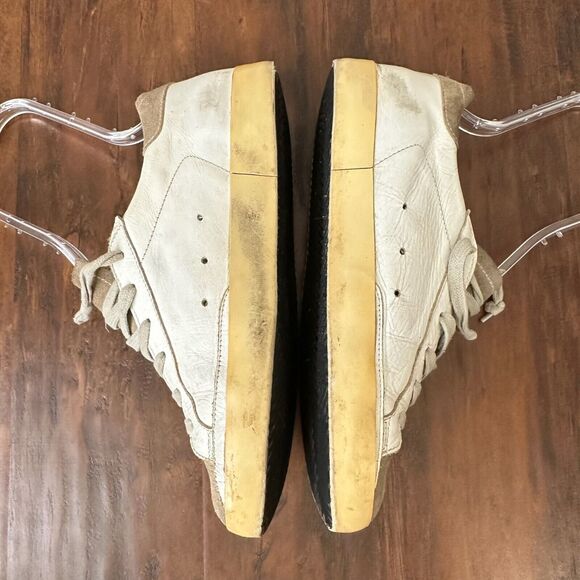 GOLDEN GOOSE Men's Super-Star w Perforated Star White/Taupe Leather/Suede - Picture 5 of 14